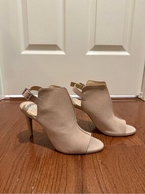 Vince Camuto Nude Open-Toe Slingback Heels